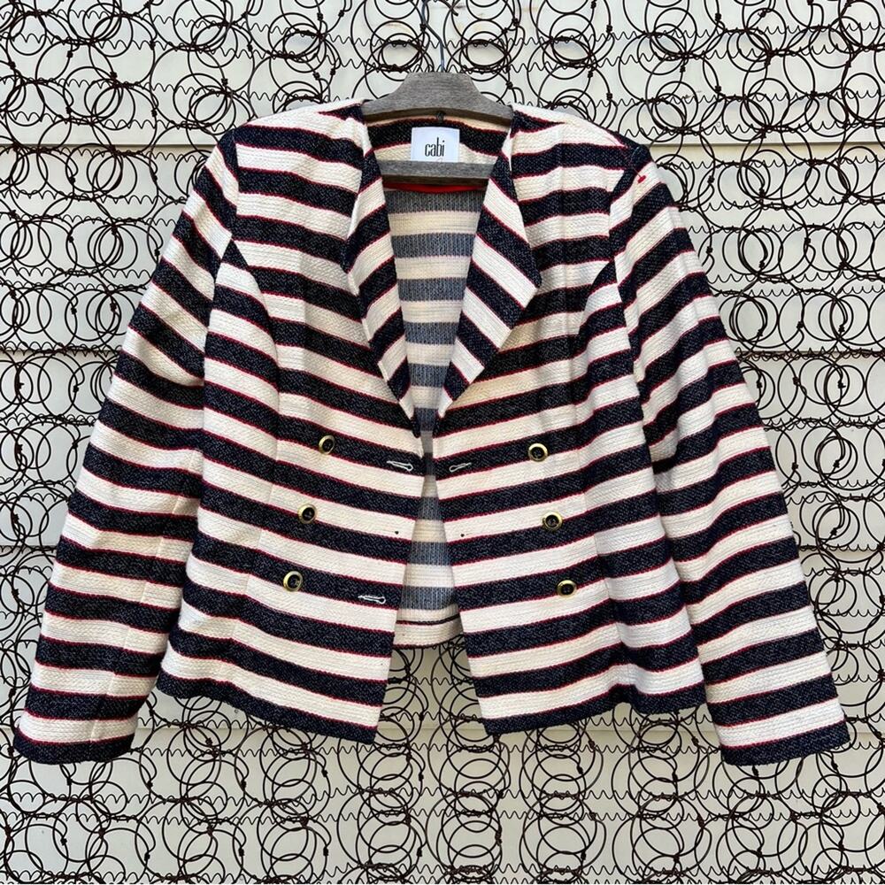 Cabi Collection Blue White Stripe Nautical Cruise Jacket 5094 Size 6